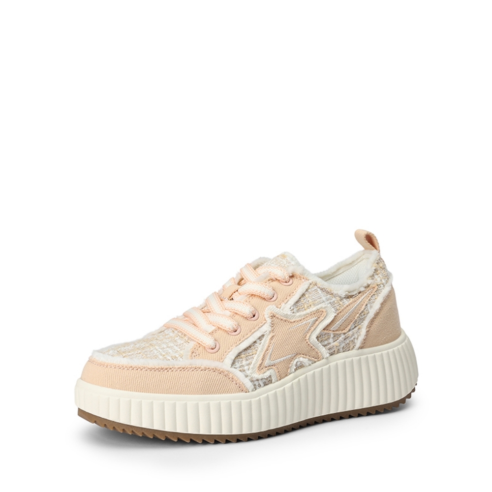 Dream Pairs Kay Denim Star Patchwork Platform Fashion Sneakers in Pink Size 7.5